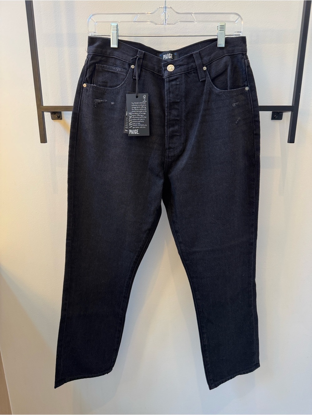 PAIGE Billy Crop Vintage Distressed Denim